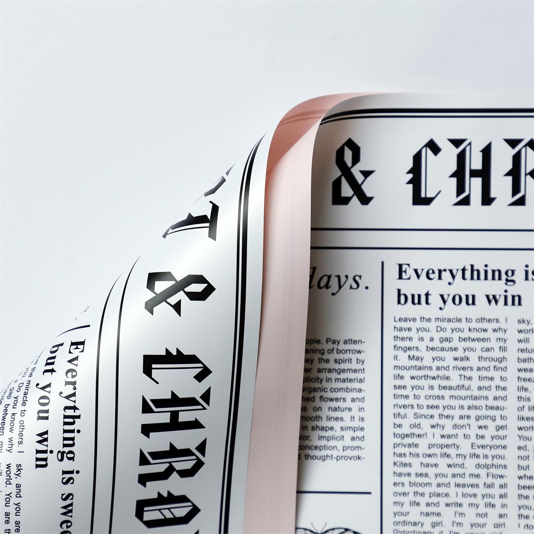 Papel de regalo de flores de piel de vaca estilo periódico de una cara MYHC-41