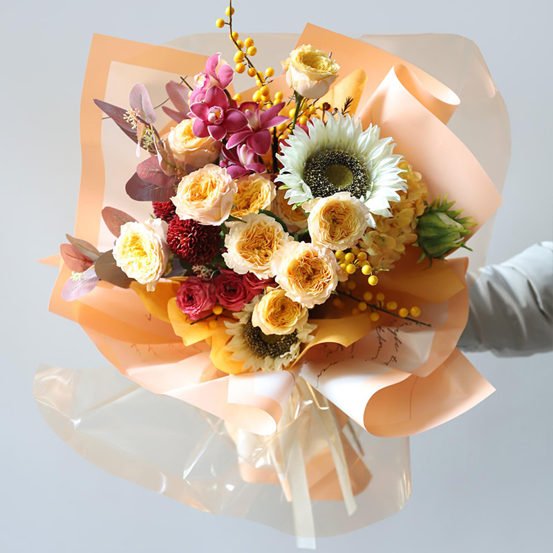 Papel de regalo de flores de algodón con borde de contraste de estilo simple MYHC-42
