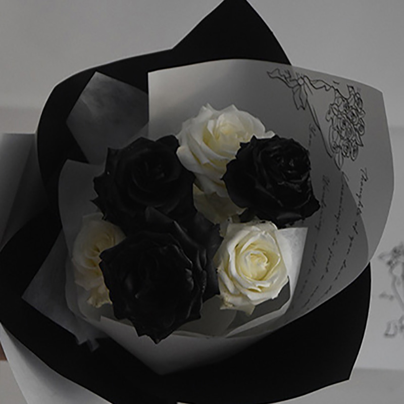 MYHC-43 Película de embalaje de flores de cuero de vaca monocromática romántica francesa