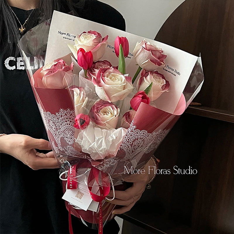Película de embalaje de flores impermeable BOPP con patrón de encaje MYHC-46