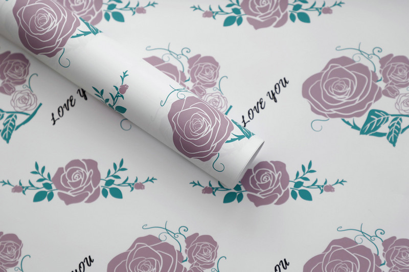Papel de regalo de flores de piel de vaca de baja saturación MYHC-47