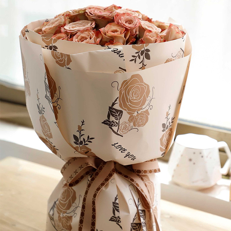 Papel de regalo de flores de piel de vaca de baja saturación MYHC-47