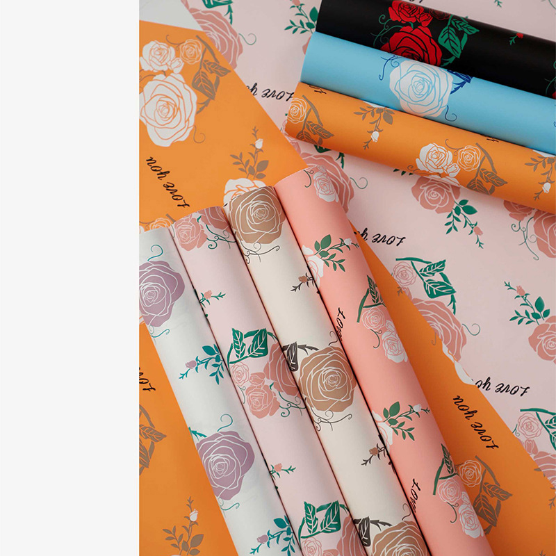 Papel de regalo de flores de piel de vaca de baja saturación MYHC-47