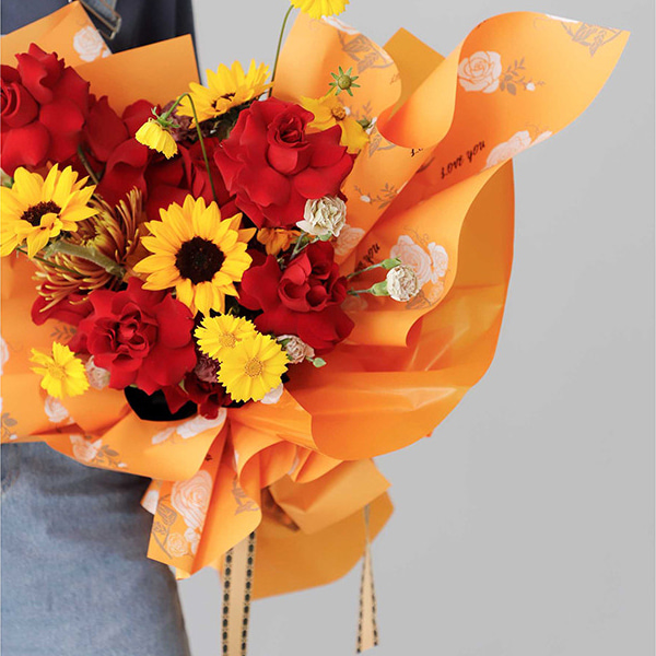 Papel de regalo de flores de piel de vaca de baja saturación MYHC-47
