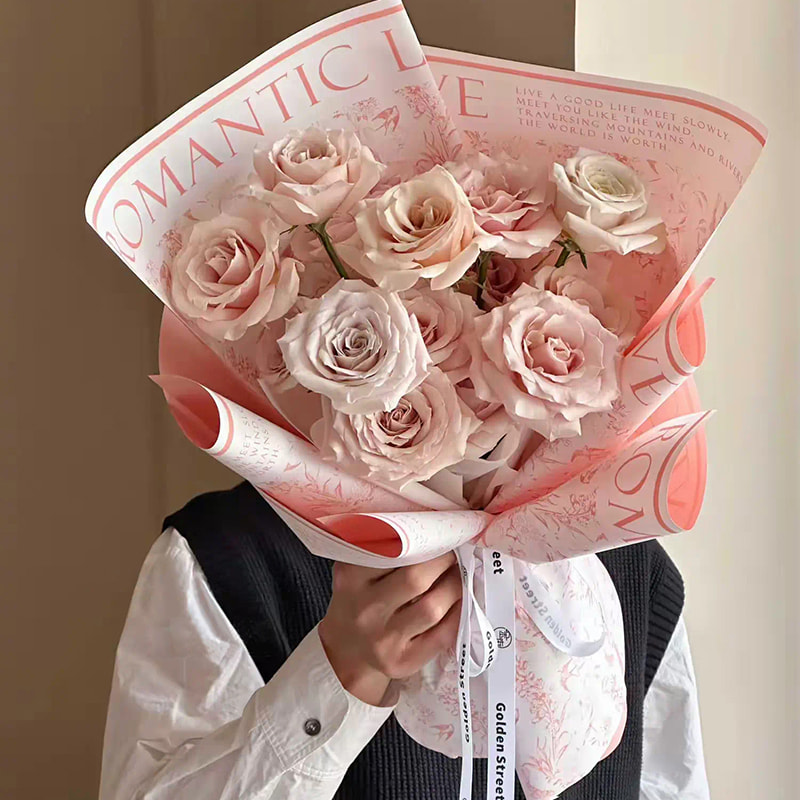 Papel de regalo de flores mate fresco con patrón de una cara MYHC-49