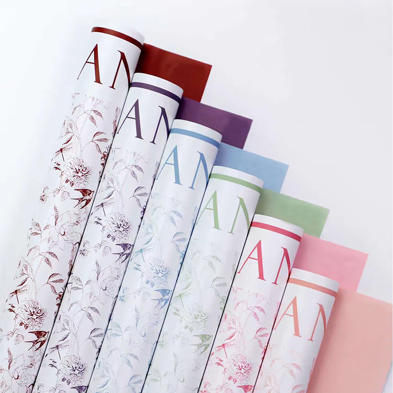 Papel de regalo de flores mate fresco con patrón de una cara MYHC-49