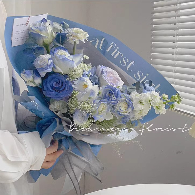MYHC-53 Amor a primera vista de una cara Decoración en inglés Papel de regalo de flores de plástico