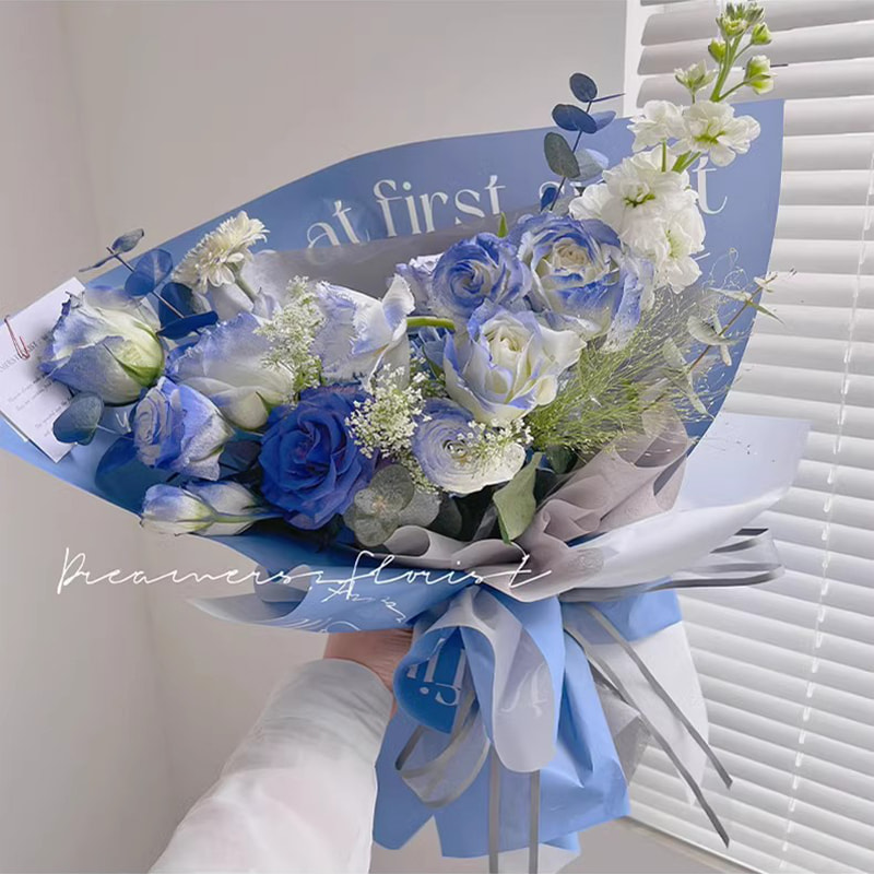 MYHC-53 Amor a primera vista de una cara Decoración en inglés Papel de regalo de flores de plástico