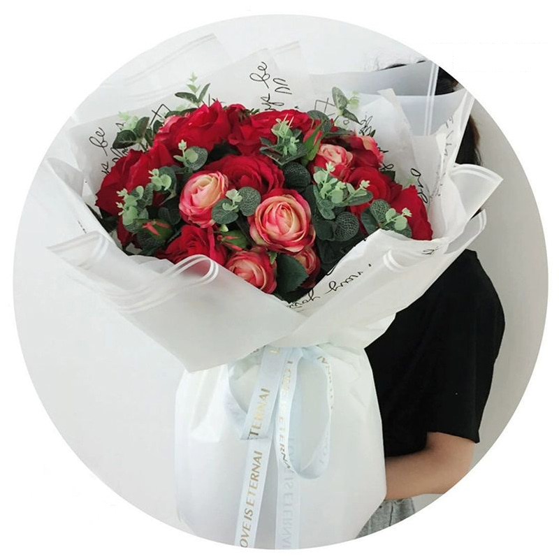 MYHC-54 Película de embalaje de flores de plástico de color degradado con borde de línea blanca doble de una cara