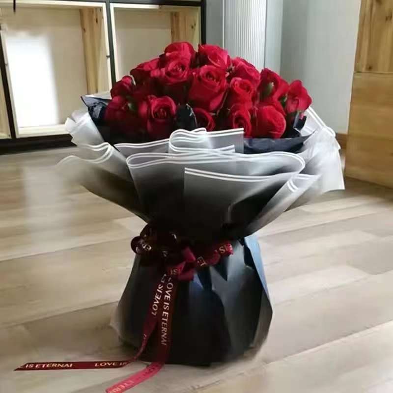 MYHC-54 Película de embalaje de flores de plástico de color degradado con borde de línea blanca doble de una cara