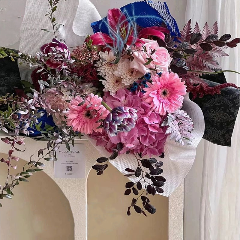 Papel de regalo de flores de algodón monocromático con estampado en relieve MYHC-56