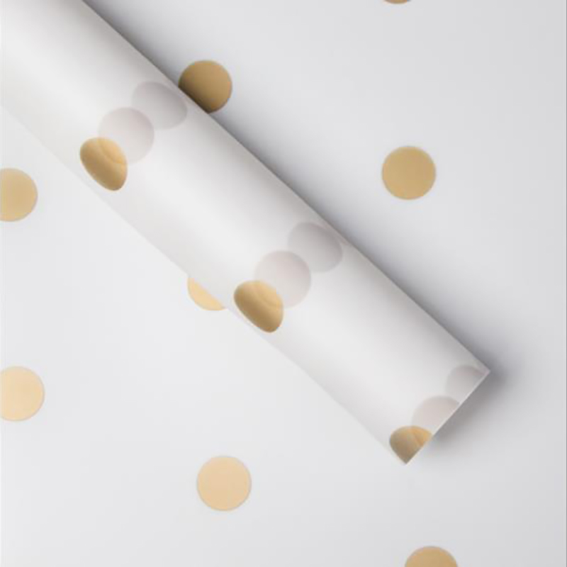 Papel de regalo de flores de algodón con forro de puntos MYHC-58