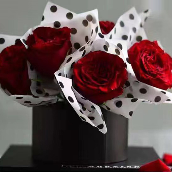 Papel de regalo de flores de algodón con forro de puntos MYHC-58