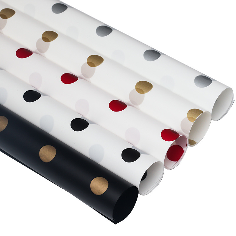 Papel de regalo de flores de algodón con forro de puntos MYHC-58
