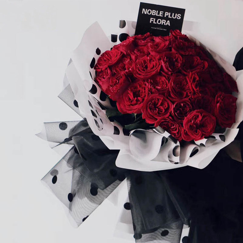 Papel de regalo de flores de algodón con forro de puntos MYHC-58
