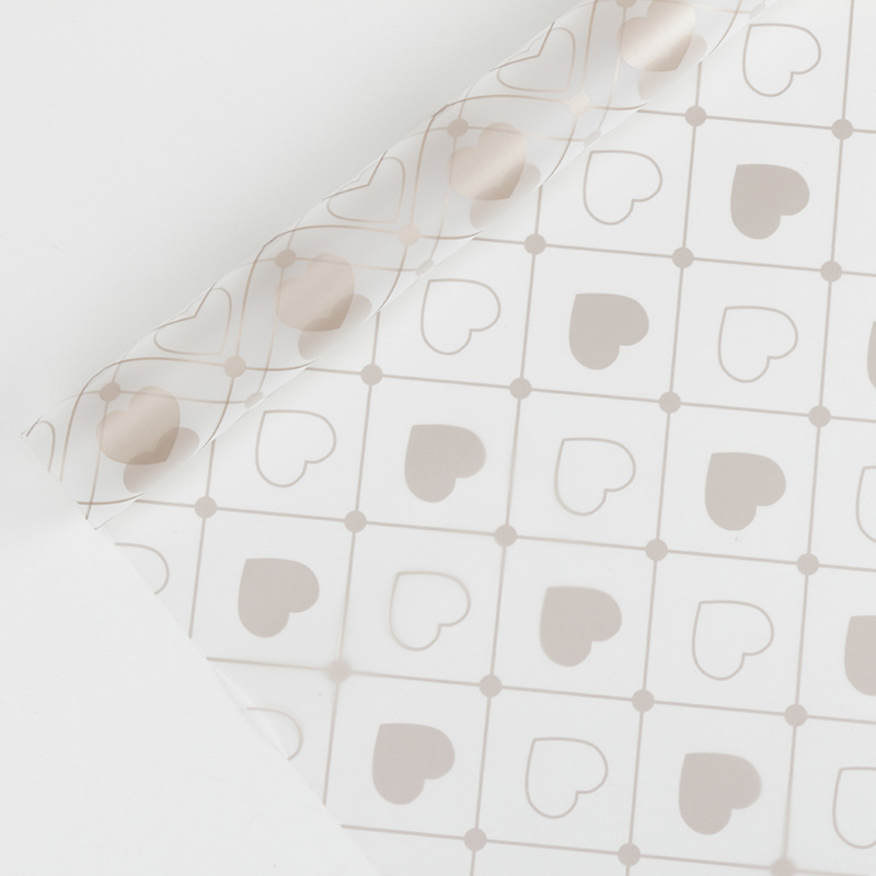 Película de embalaje de flores transparente con patrón de cuadros de amor monocromático MYHC-60