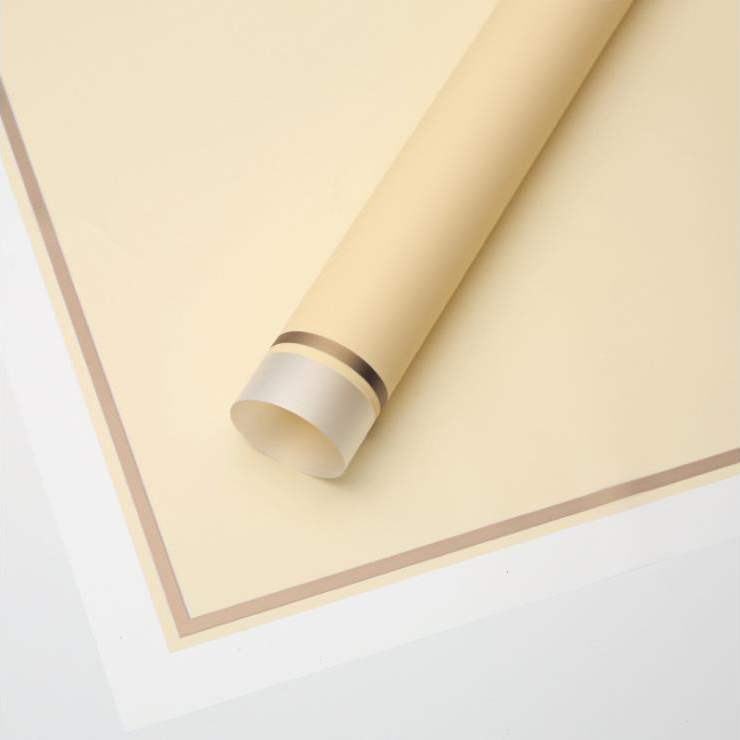 MYHC-61 Borde blanco con borde dorado Película mate Papel de regalo de flores mate