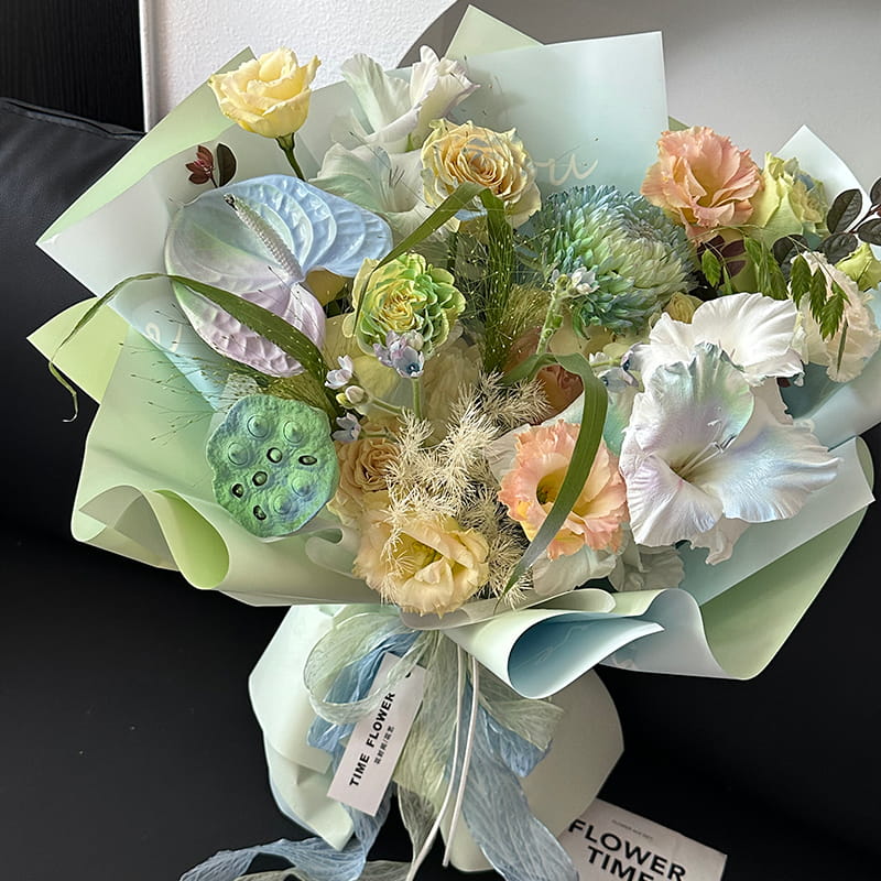Papel de regalo de flores impermeable de color degradado de macarrón MYHC-66