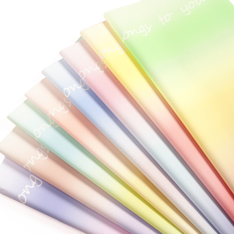 Papel de regalo de flores impermeable de color degradado de macarrón MYHC-66