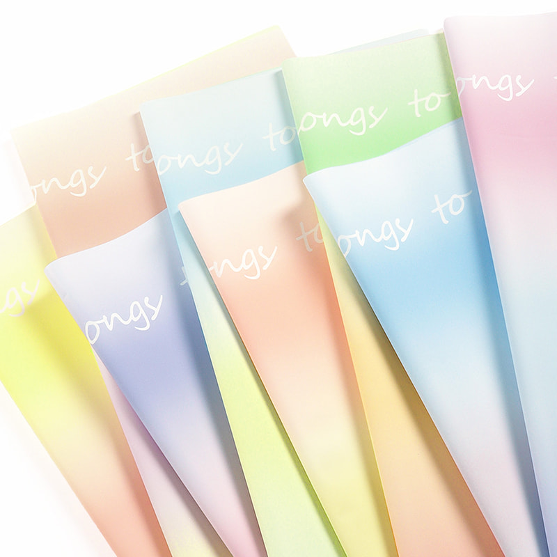 Papel de regalo de flores impermeable de color degradado de macarrón MYHC-66
