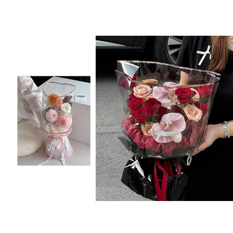 Papel de embalaje Opp de flores de plástico línea dorada MYHC-70
