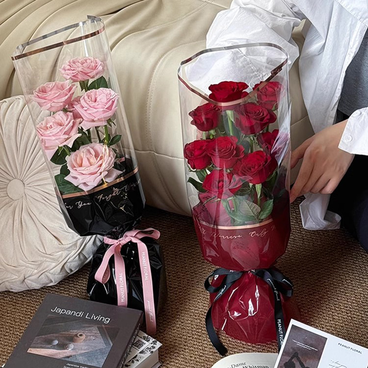 Papel de embalaje Opp de flores de plástico línea dorada MYHC-70
