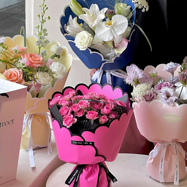 Papel de regalo de flores de algodón con forma de pétalo monocromo MYHC-71