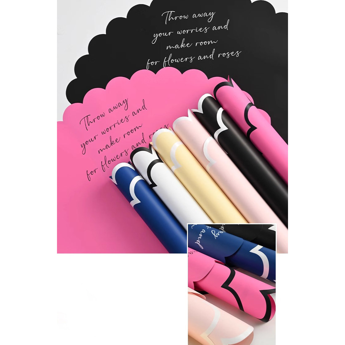 Papel de regalo de flores de algodón con forma de pétalo monocromo MYHC-71