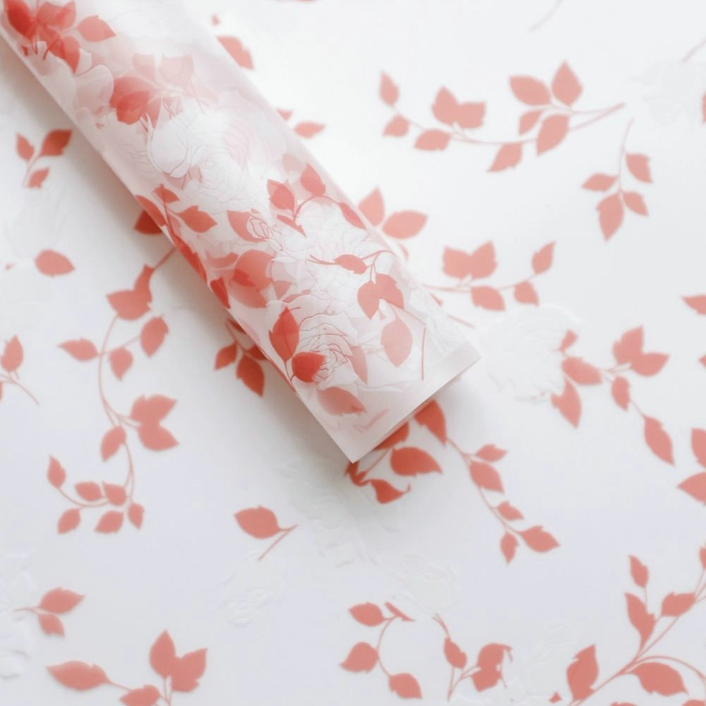 MYHC-79 Película para embalaje de flores transparente, bicolor, con estampado de rosas