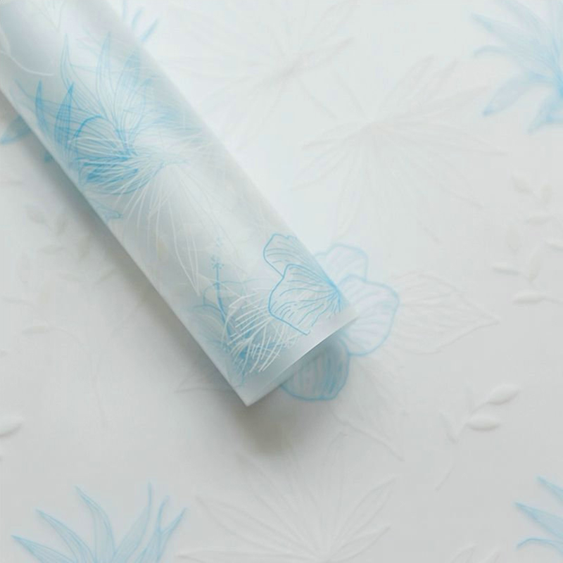 Papel de regalo de flores de película transparente de líneas de plantas simples MYHC-80