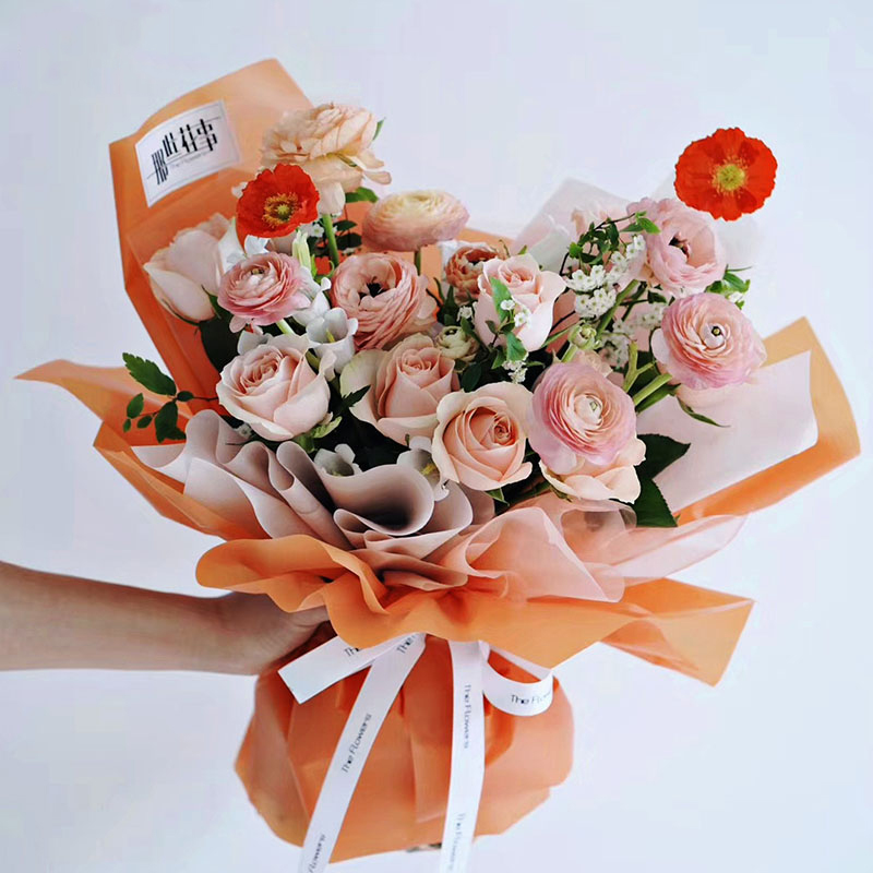 Papel de regalo de flores translúcido de color sólido mate