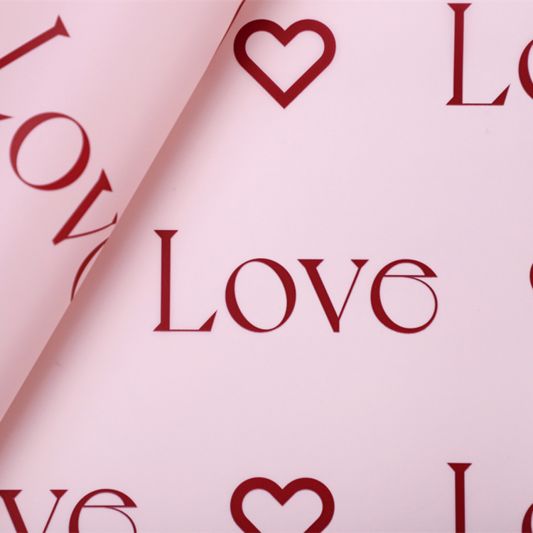 Papel Nossa para envolver flores con diseño de estampado de cartas de amor con revestimiento impermeable colorido
