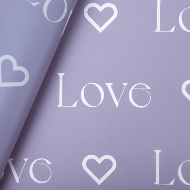 Papel Nossa para envolver flores con diseño de estampado de cartas de amor con revestimiento impermeable colorido