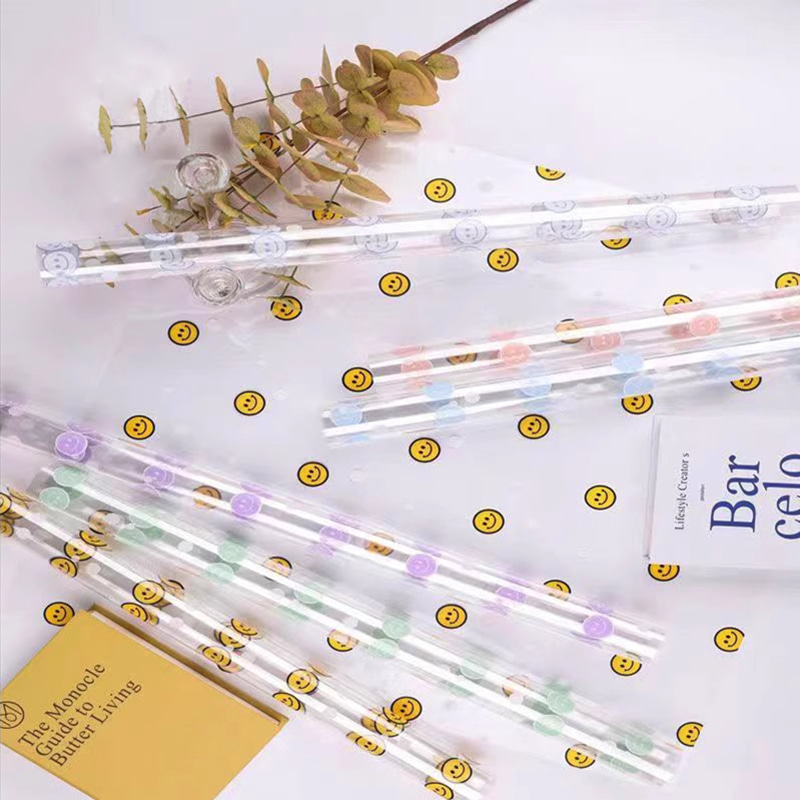 Papel de regalo de flores con cara sonriente de celofán OPP