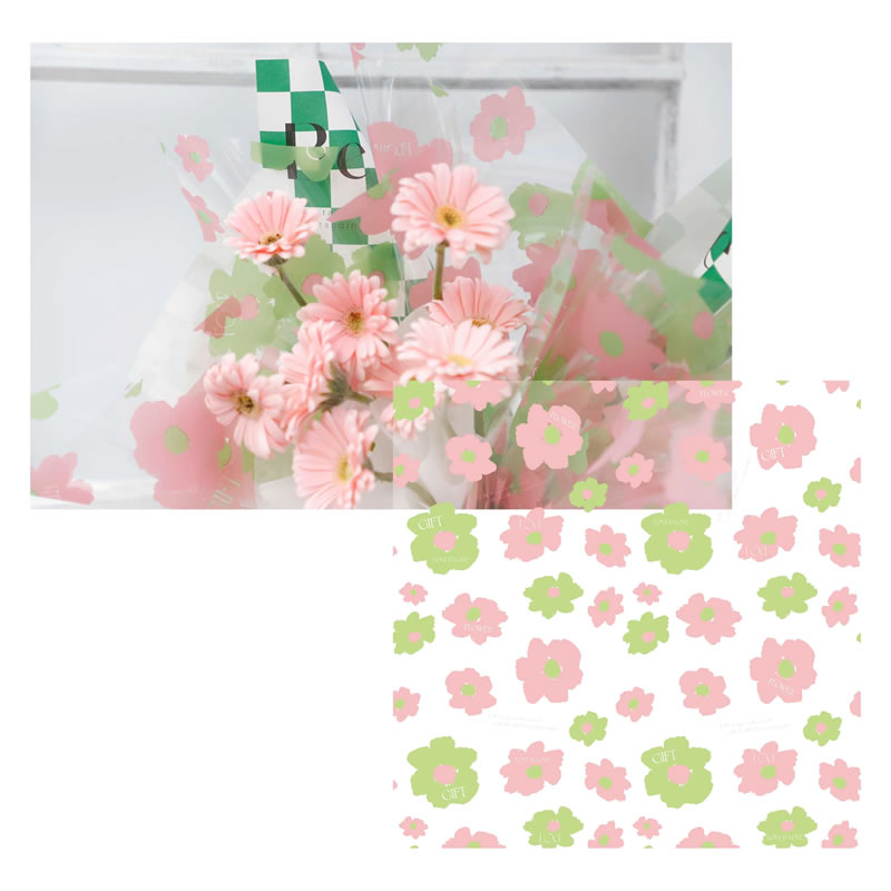 Rollo de envoltura floral de plástico impermeable de 58x58 cm