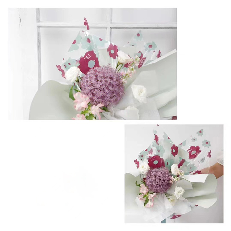 Rollo de envoltura floral de plástico impermeable de 58x58 cm