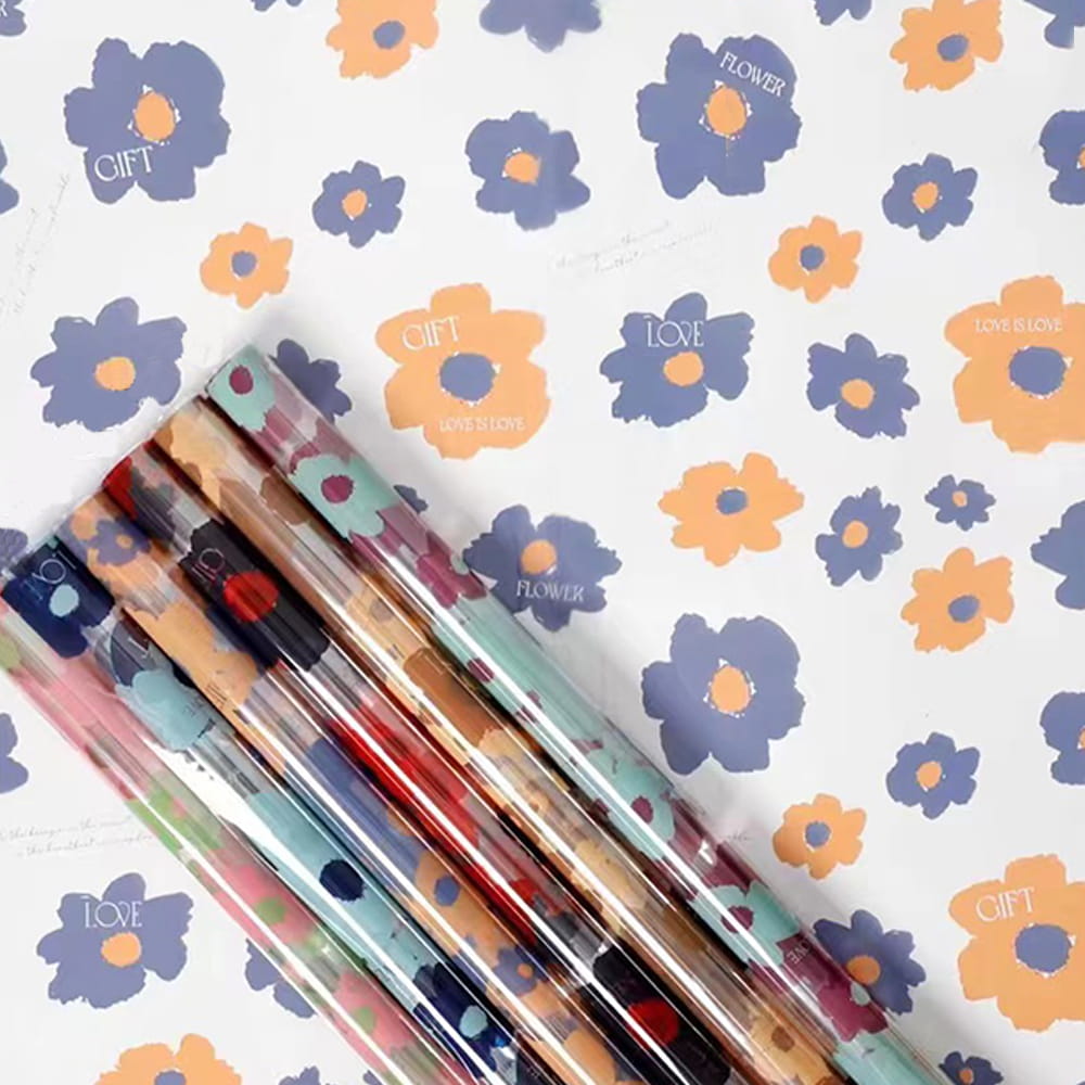 Rollo de envoltura floral de plástico impermeable de 58x58 cm