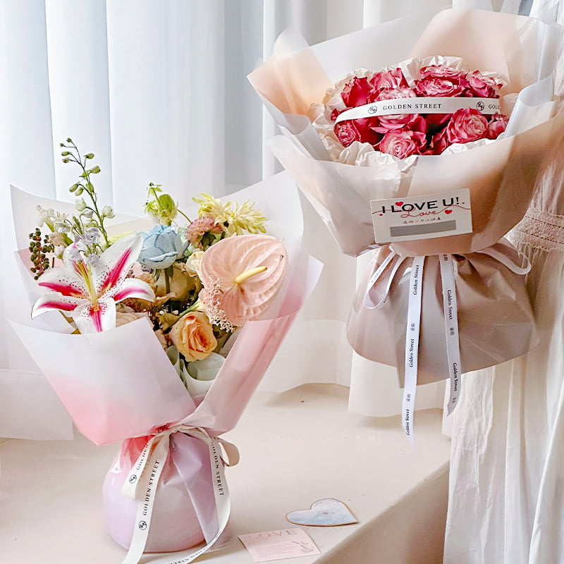 Papel de regalo de flores OPP de 4,5 mil