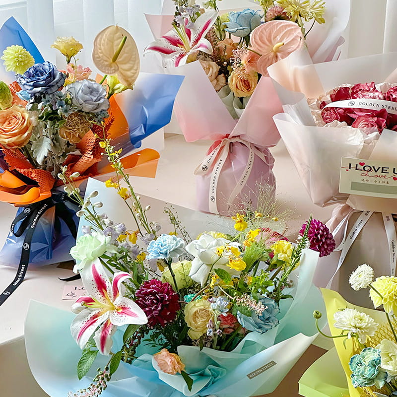 Papel de regalo de flores OPP de 4,5 mil