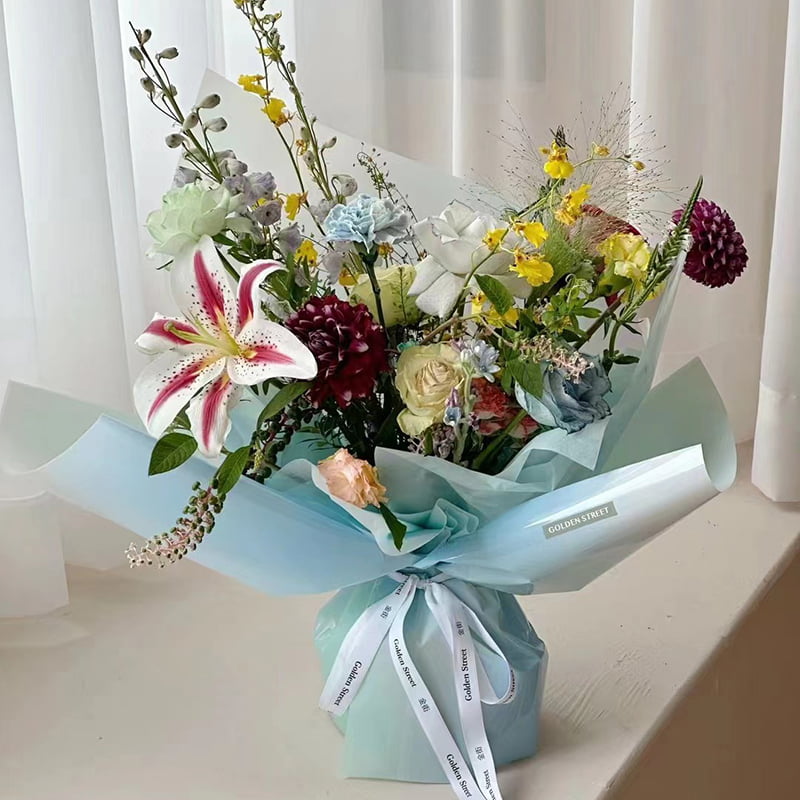 Papel de regalo de flores OPP de 4,5 mil