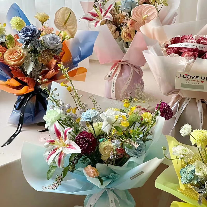 Papel de regalo de flores OPP de 4,5 mil