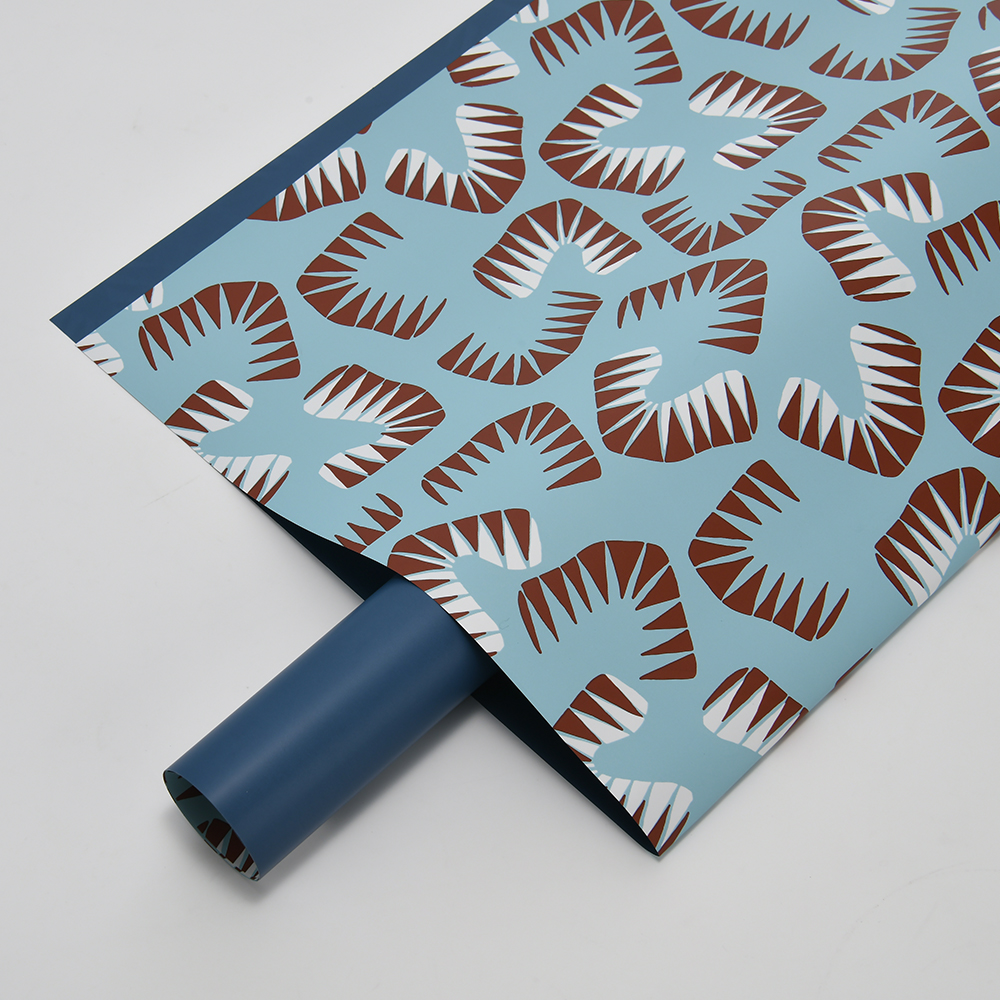 Seis papeles de regalo de flores con estampado de hojas de colores brillantes