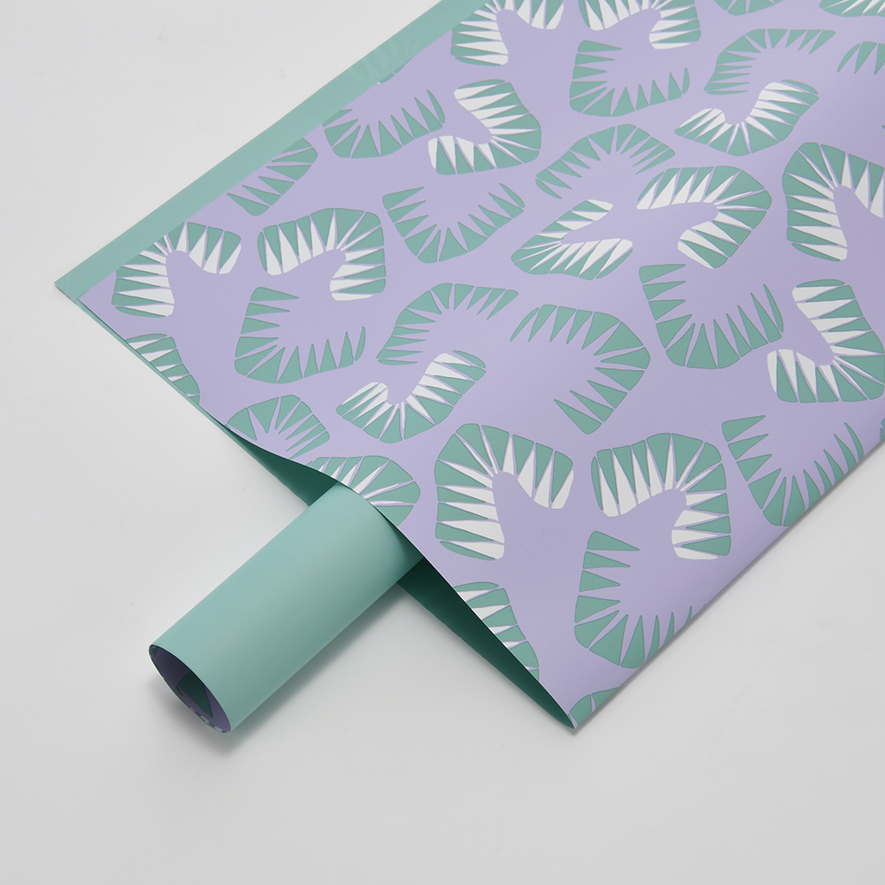 Seis papeles de regalo de flores con estampado de hojas de colores brillantes