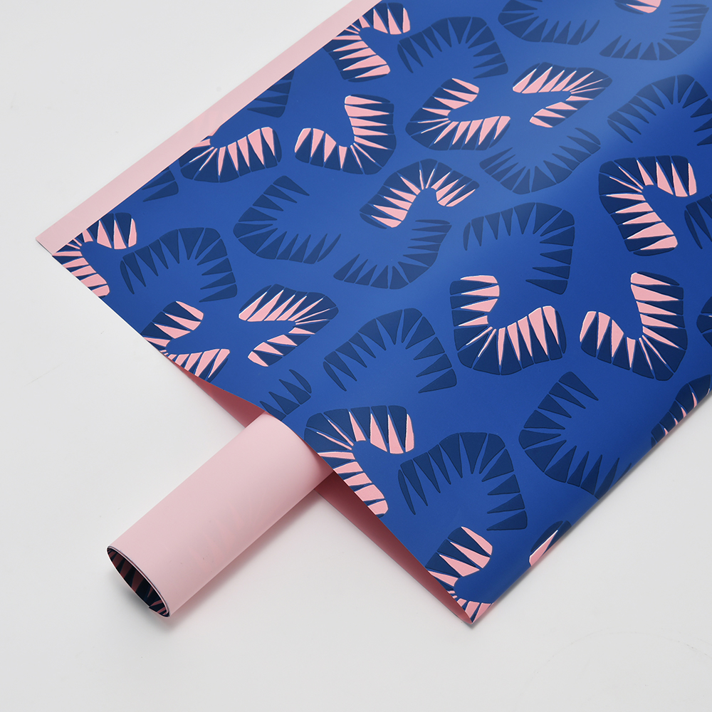 Seis papeles de regalo de flores con estampado de hojas de colores brillantes