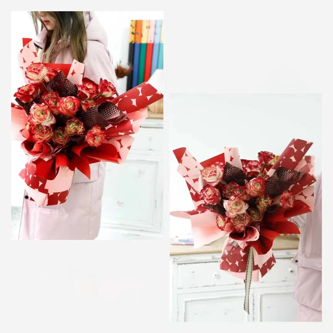 Papel de regalo de flores de lunares bicolor