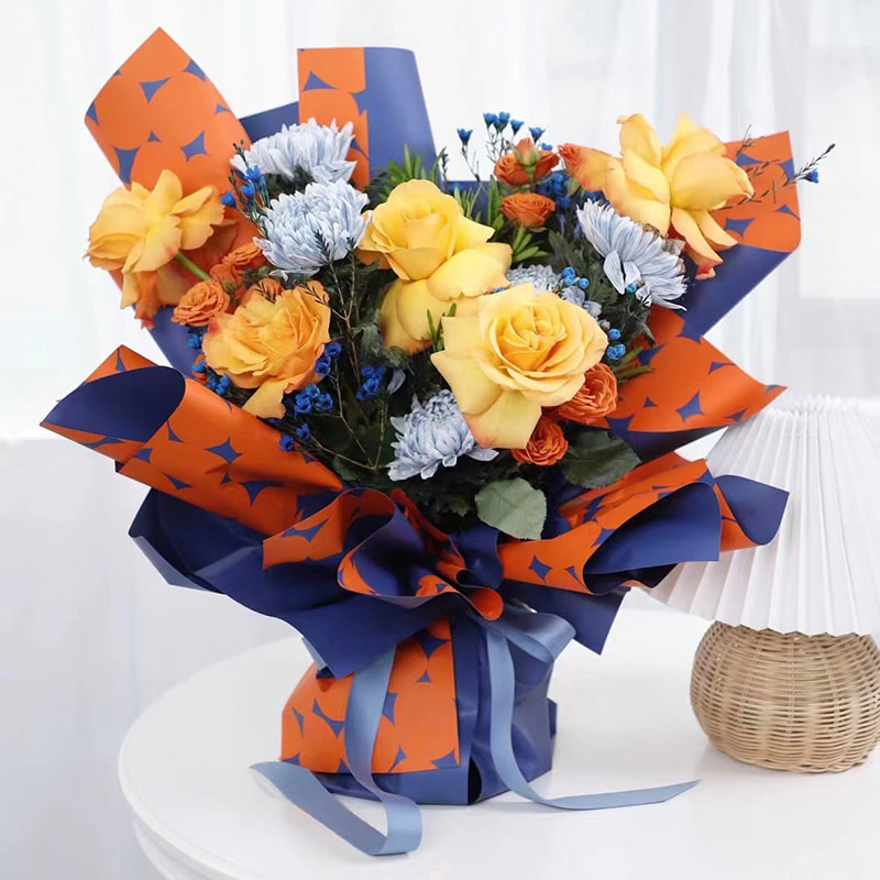 Papel de regalo de flores de lunares bicolor