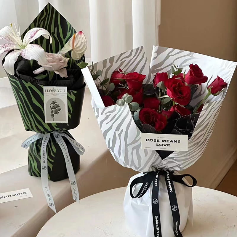 Papel de regalo de flores de seis colores con estampado de cebra