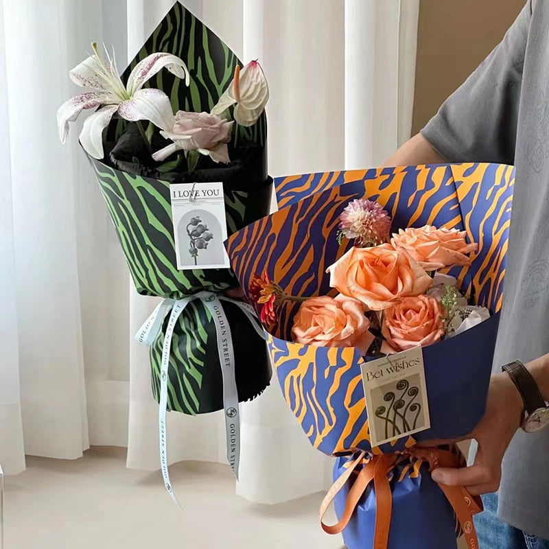 Papel de regalo de flores de seis colores con estampado de cebra