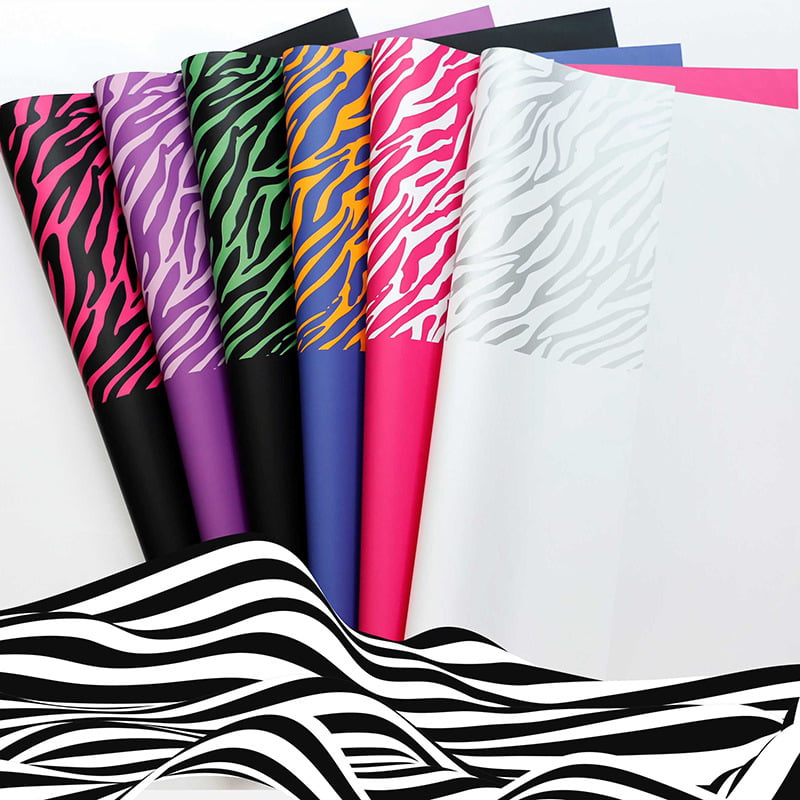 Papel de regalo de flores de seis colores con estampado de cebra
