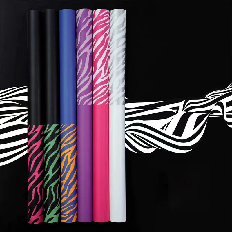 Papel de regalo de flores de seis colores con estampado de cebra